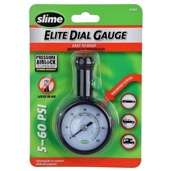 Slime Elite Dial Tire Gauge, 5 to 60 psi 20486 Zoro